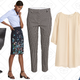 Shopper with Ties, $18 | Patent Open-sided Pumps, $25 | Pencil Skirt, $30 | Slacks, $13 | Chiffon Dress, $18 | Jersey Jacket, $30